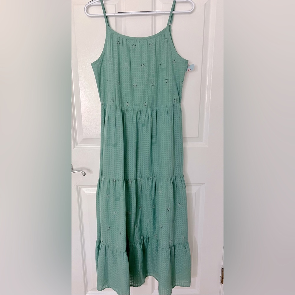 CAT & JACK/SUMMERTIME /Size XXL Girl / S-M Women- TEAL EYELET TIERES DRESS - Picture 4 of 14